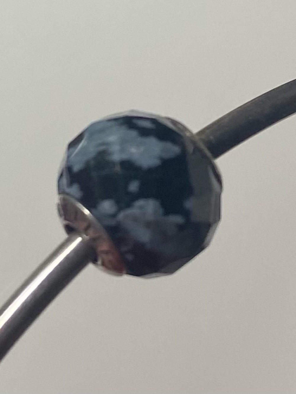 Pandora Faceted Snowflake Obsidian Charm Bead - Black and Gray